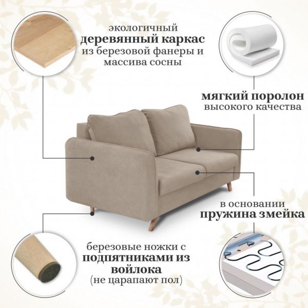 Диван прямой 4444 раскладной серый в Москве купить в интернет магазине - 5 Китов