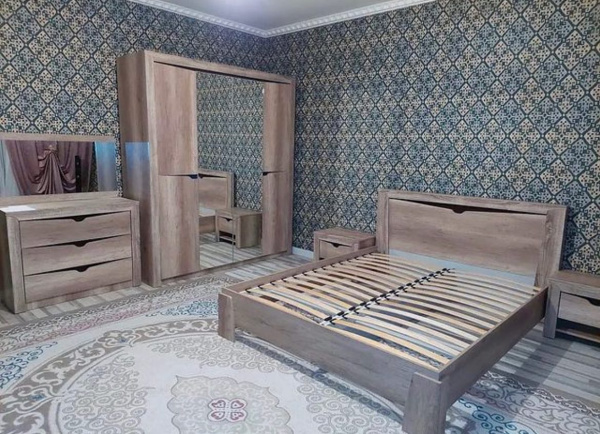Комплект спальни Гарда дуб каньон (Кровать 1,6, тумба прикроватная 2шт., комод с зеркалом, шкаф 4-х дверный) в Москве купить в интернет магазине - 5 Китов