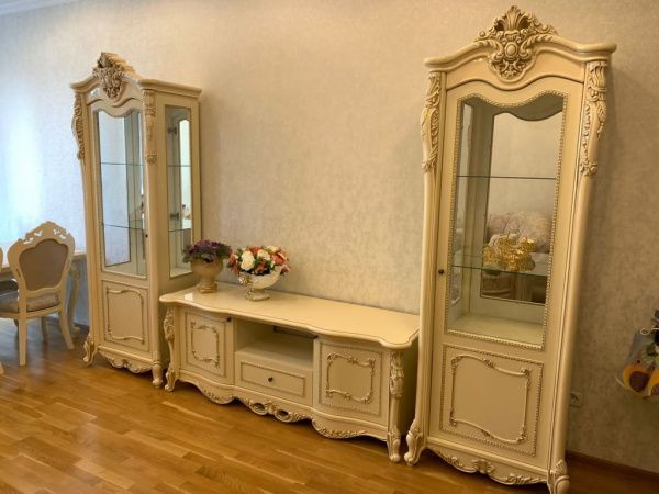 Комплект гостиной Джоконда, крем глянец Эра (2 витрины, тумба ТВ) в Москве купить в интернет магазине - 5 Китов