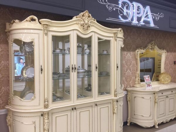 Сервант 5-ти дверный Джоконда, крем глянец Эра в Москве купить в интернет магазине - 5 Китов