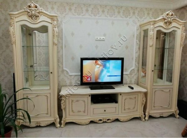 Комплект гостиной Джоконда, крем глянец Эра (2 витрины, тумба ТВ) в Москве купить в интернет магазине - 5 Китов