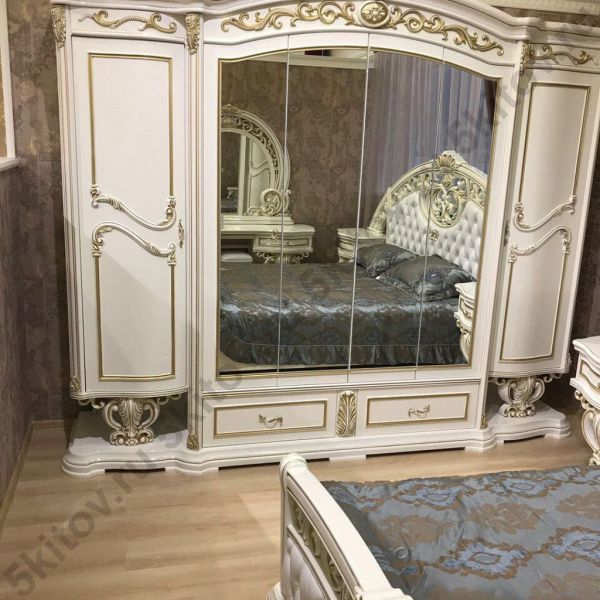 Кровать 1,8 Марелла, белая с золотом в Москве купить в интернет магазине - 5 Китов