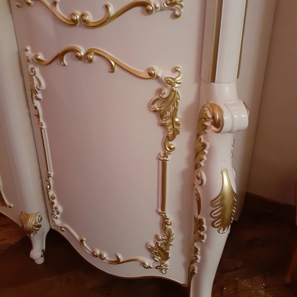 Комплект спальни Афина DST (Кровать 1,8, тумба прикроватная 2шт., туалетный стол с навесным зеркалом, пуф, шкаф 6 дверей), беж в Москве купить в интернет магазине - 5 Китов