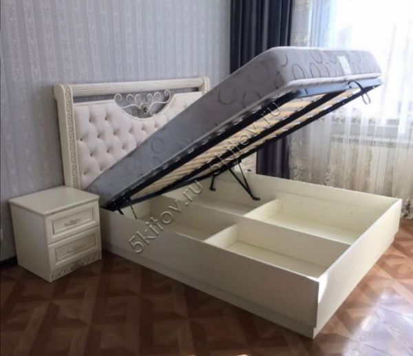 Кровать 1,6м с подъемным механизмом Берта Эко, жемчуг в Москве купить в интернет магазине - 5 Китов