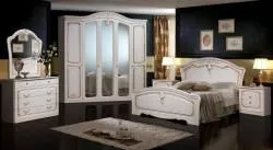 Комплект спальни Валерия 5 (кровать 1,6, тумба прикроватная-2шт., комод с зеркалом, шкаф 5-ти дверный), жемчуг