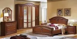 Комплект спальни Валерия 5 (кровать 1,6, тумба прикроватная-2шт., комод с зеркалом, шкаф 5 дверей), орех