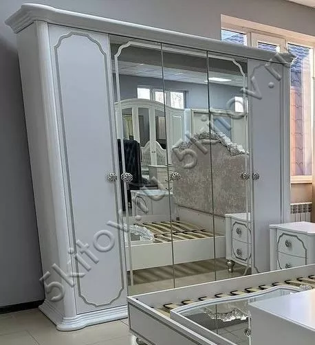 Шкаф для одежды 5-и дверный с зеркалами Вена белый в Москве купить в интернет магазине - 5 Китов