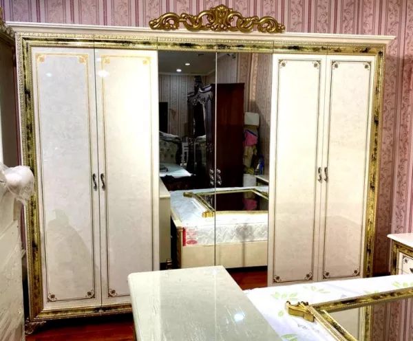 Шкаф 6-ти дверный Катя, беж глянец в Москве купить в интернет магазине - 5 Китов