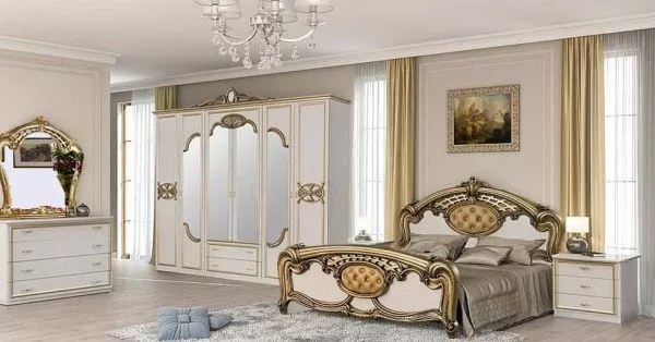 Кровать 1,4м Ольга беж золото в Москве купить в интернет магазине - 5 Китов