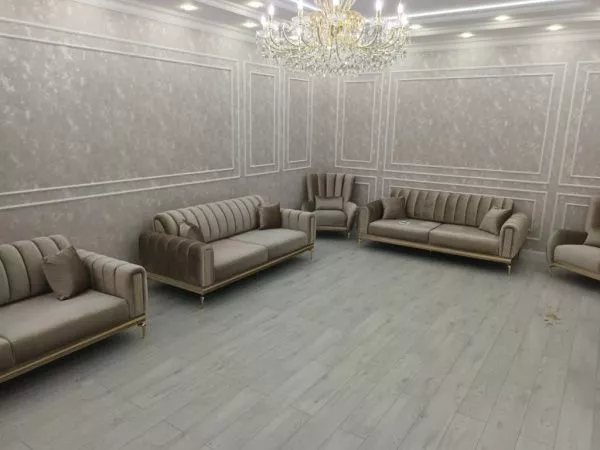 Диван 3-х местный раскладной Замира бежевый с золотом в Москве купить в интернет магазине - 5 Китов