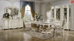Комплект столовой Венеция KRS (витрина 3дв., комод с зеркалом, стол + 6 стульев, 2 полукресла),слоновая кость