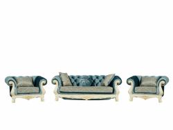 Комплект мягкой мебели Ассоль (диван 3-х местный раскладной, кресло 2шт.), крем (бирюза)