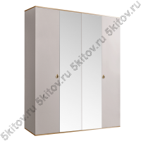 Шкаф 4-х дверный для платья и белья Rimini, слоновая кость/золото (с зеркалом)