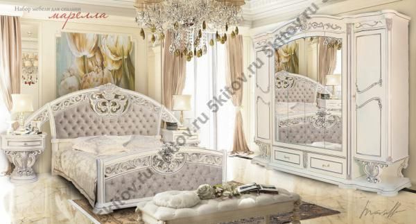 Спальня Марелла, белая с серебром в Москве купить в интернет магазине - 5 Китов