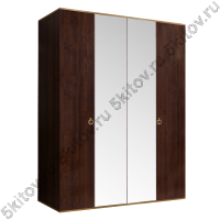 Шкаф 4-х дверный для платья и белья Rimini, орех орегон/золото (с зеркалом)