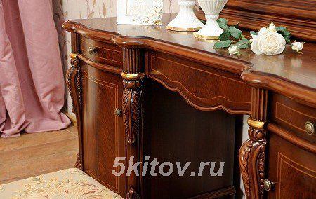 Туалетный столик с зеркалом с покрытием Оникс Афина (Afina), орех с золотом в Москве купить в интернет магазине - 5 Китов