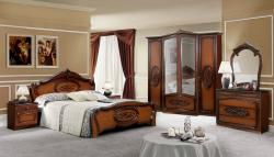 Комплект спальни Виктория 4Д (кровать 1,6, тумба прикроватная-2шт., комод с зеркалом, шкаф 4-х дверный), орех