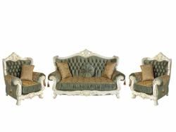Комплект мягкой мебели Эсмеральда (диван 3-х местный раскладной, кресло 2шт.),белый,нефритовый
