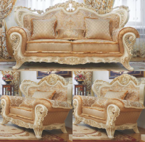 Комплект мягкой мебели Лорд (3-х местный диван, 2 кресла)крем,золото, неаполь голд