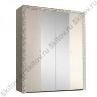 Шкаф 4 двери с зеркалами Тиффани Премиум, серебро