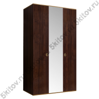 Шкаф 3-х дверный для платья и белья Rimini, орех орегон/золото (с зеркалом)