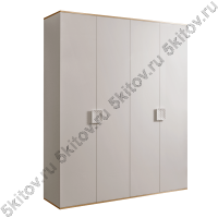 Шкаф 4-х дверный для платья и белья Diora, слоновая кость/серебро (без зеркала)