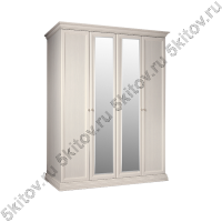 Шкаф 4-х дверный для платья и белья Амели (2 зеркала), штрих-лак