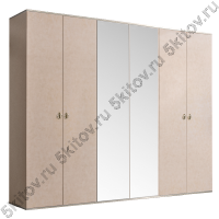 Шкаф 6-ти дверный для платья и белья Rimini, латте/серебро (с зеркалами)