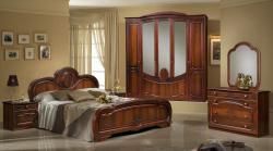 Комплект спальни Щара-4 (кровать 1,6, тумба прикроватная-2шт., комод с зеркалом, шкаф 4-х дверный),орех