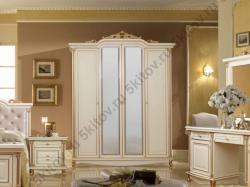 Шкаф 4-х дверный с зеркалами Ариза, ваниль в Москве купить в интернет магазине - 5 Китов