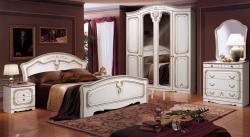Комплект спальни Валерия 4 (кровать 1,6, тумба прикроватная-2шт., комод с зеркалом, шкаф 4-х дверный), жемчуг