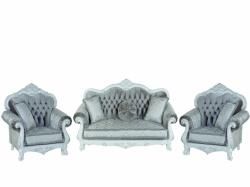 Комплект мягкой мебели Илона (диван 3-х местный раскладной, кресло 2шт.), белый с серебром