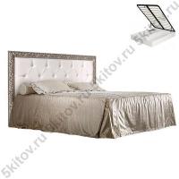 Кровать Тиффани Премиум 1,8м со стразами и подъемным механизмом, серебро