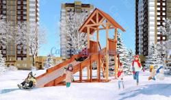 Зимняя деревянная игровая горка Савушка "Зима-5" в Москве купить в интернет магазине - 5 Китов