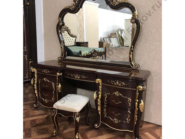 Туалетный стол с зеркалом,пуф Венеция АРД, темный орех в Москве купить в интернет магазине - 5 Китов