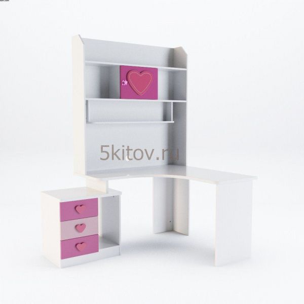 Комплект для детской Виолетта (кровать 0,9,прикроватный столик, угловой комп. стол, шкаф 3-х дверный) в Москве купить в интернет магазине - 5 Китов