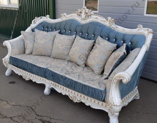 Комплект мягкой мебели Султан (диван 4-х местный раскладной, кресло 2шт.), белый,бирюза в Москве купить в интернет магазине - 5 Китов