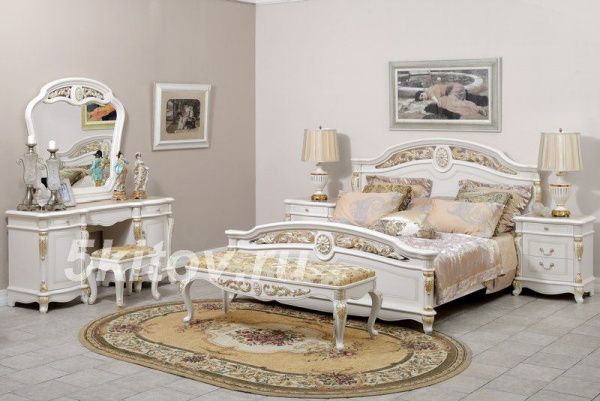 Кровать 1,6 Афина (Afina), белый с золотом в Москве купить в интернет магазине - 5 Китов
