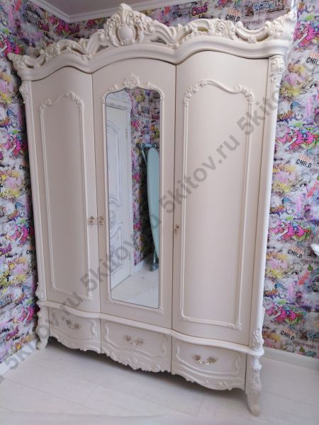 Шкаф 3-х дверный Элиза Люкс АРД, крем в Москве купить в интернет магазине - 5 Китов
