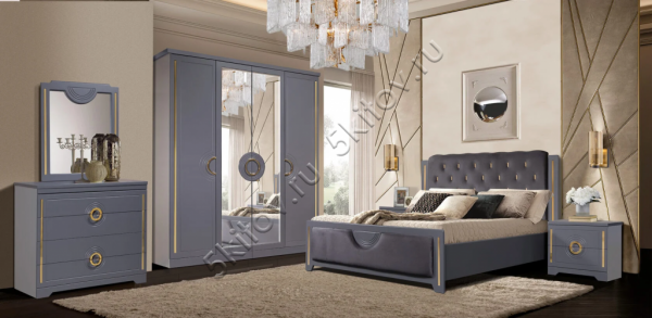 Спальный гарнитур Бодрум серый с 4-х дверным шкафом в Москве купить в интернет магазине - 5 Китов