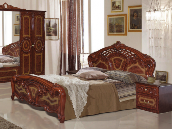 Кровать 1,4м Роза, орех глянец в Москве купить в интернет магазине - 5 Китов