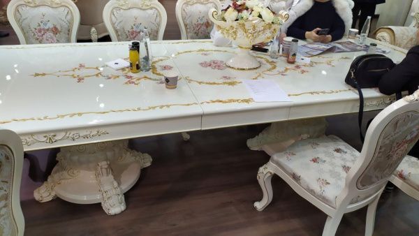 Комплект столовой Венеция Классик АРД, крем (Стол раскладной+стул-кресло 2шт.+стул 10шт.) в Москве купить в интернет магазине - 5 Китов