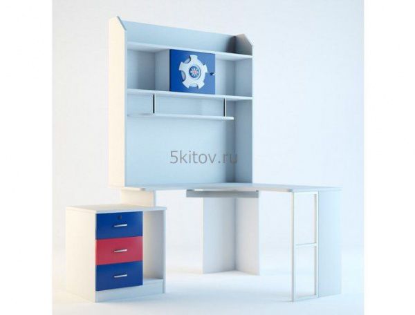 Комплект для детской Ливио (кровать 0,9 ,прикроватный столик, угловой комп. стол, шкаф 3-х дверный) в Москве купить в интернет магазине - 5 Китов