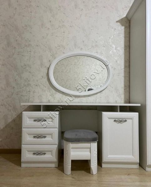 Туалетный стол с зеркалом, пуфом Анет, крем в Москве купить в интернет магазине - 5 Китов