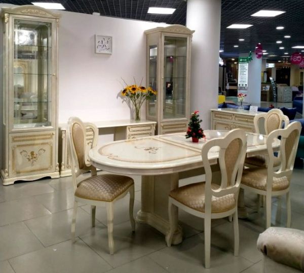 Стол овальный раскладной Роза-Талия, беж глянец в Москве купить в интернет магазине - 5 Китов
