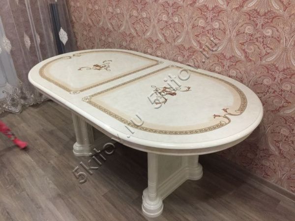 Стол овальный раскладной Роза - Талия, беж глянец в Москве купить в интернет магазине - 5 Китов