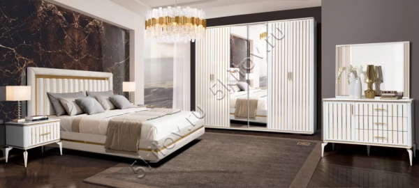 Спальный гарнитур Стамбул белый с 6-и дверным шкафом в Москве купить в интернет магазине - 5 Китов