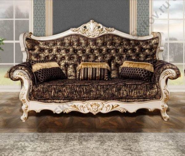 Комплект мягкой мебели Валенсия (диван 3-х местный раскладной, кресло 2шт.), крем(черное золото) в Москве купить в интернет магазине - 5 Китов
