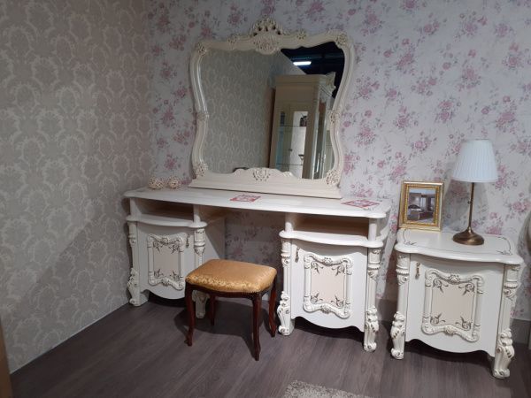 Туалетный стол с зеркалом Рафаэлла, слоновая кость в Москве купить в интернет магазине - 5 Китов