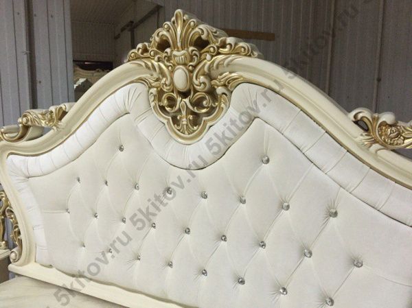 Комплект спальни Джоконда люкс АРД, крем (кровать 1,8, тумба прикроватная 2шт., туалетный столик с зерк, пуф, шкаф 5дв.) в Москве купить в интернет магазине - 5 Китов